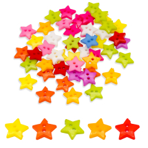Ґудзики Акрилові, 2-отвори, Зірка, Мікс, 12х2мм, Отвір: 1мм, (УТ100005868)