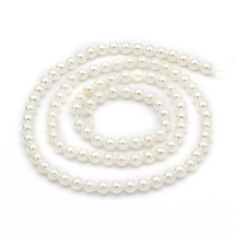 Перли Shell Pearl Клас А Круглий, Білий, 4мм, Отвір 1мм, близько 90шт/36см/нитка, (УТ100007420)