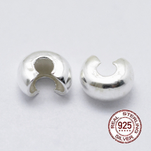 Серебро 925 Бусины-Крышки Кримпов (Стопперов) Полукруглые, 3х4х2мм, (УТ100017912)