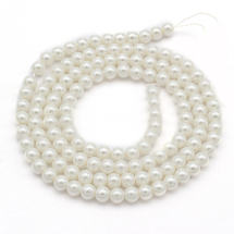 Перли Shell Pearl, Круглий, Білий, 3мм, Отвір 0.5мм, близько 122шт/40см/нитка. (УТ100020812 )