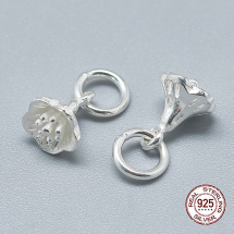Серебро 925 Подвеска Кулон Цветок с Колечком, 9х6.5х6мм, Отверстие 4мм, (УТ100026721)